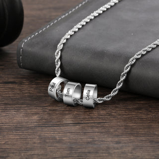 Engraving Stainless Steel Charm Bead Necklace