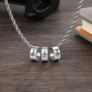 Engraving Stainless Steel Charm Bead Necklace
