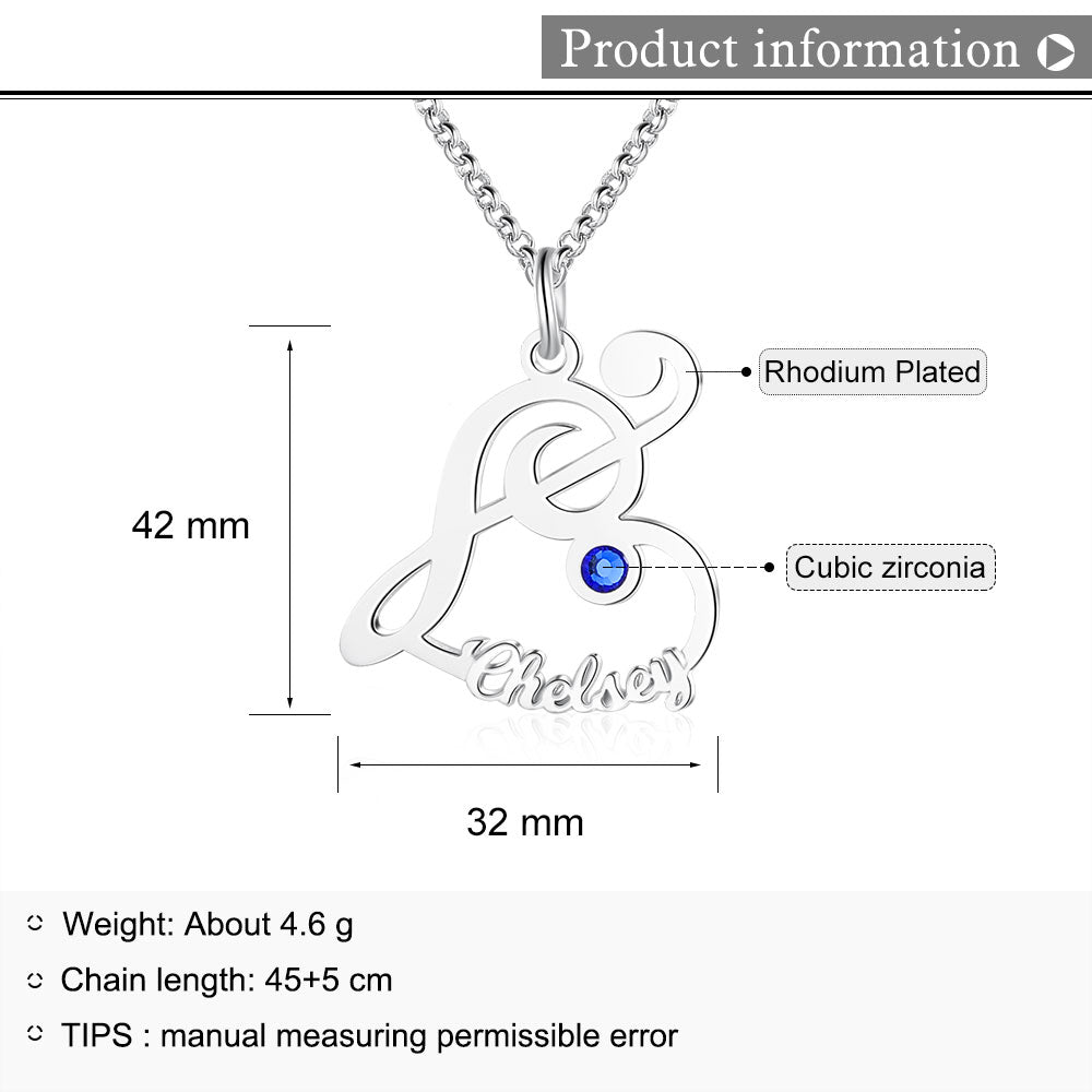 Personalized Rhodium Plated Necklace