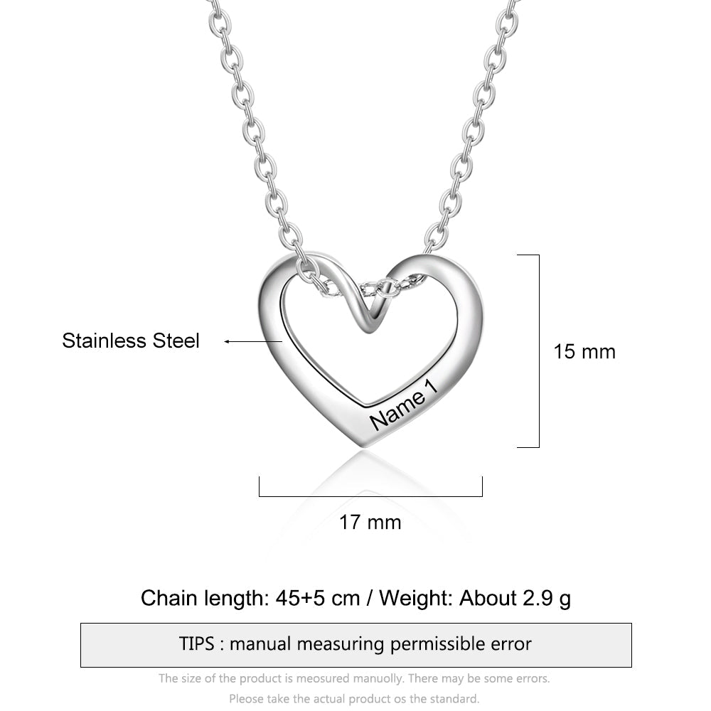 Engraving Stainless Steel Heart Shape Necklace
