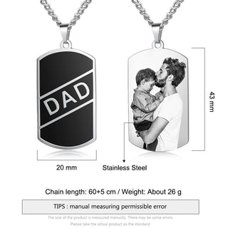 Stainless Steel Personalized Photo Necklace for Father Gifts