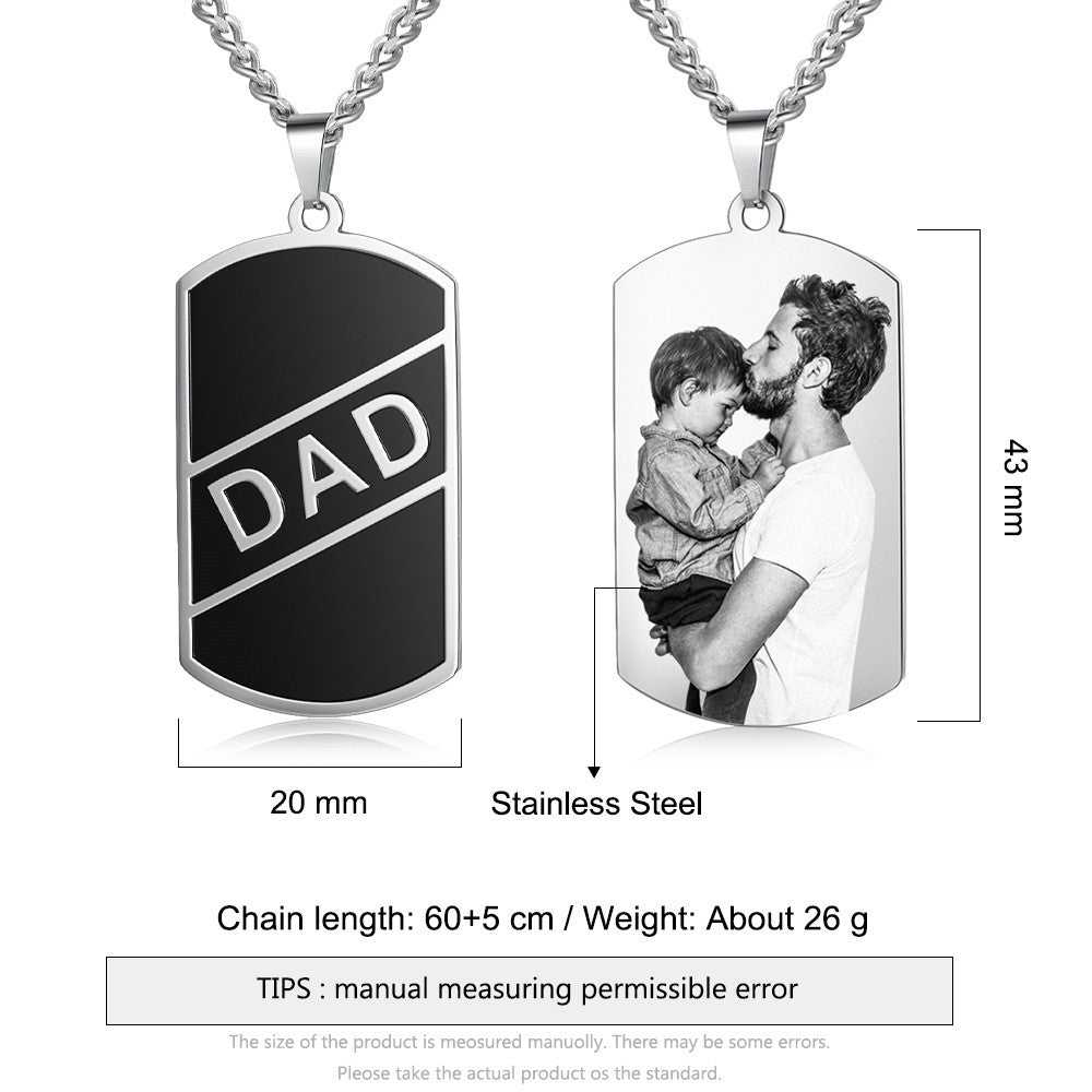 Stainless Steel Personalized Photo Necklace for Father Gifts