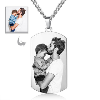 Stainless Steel Personalized Photo Necklace for Father Gifts