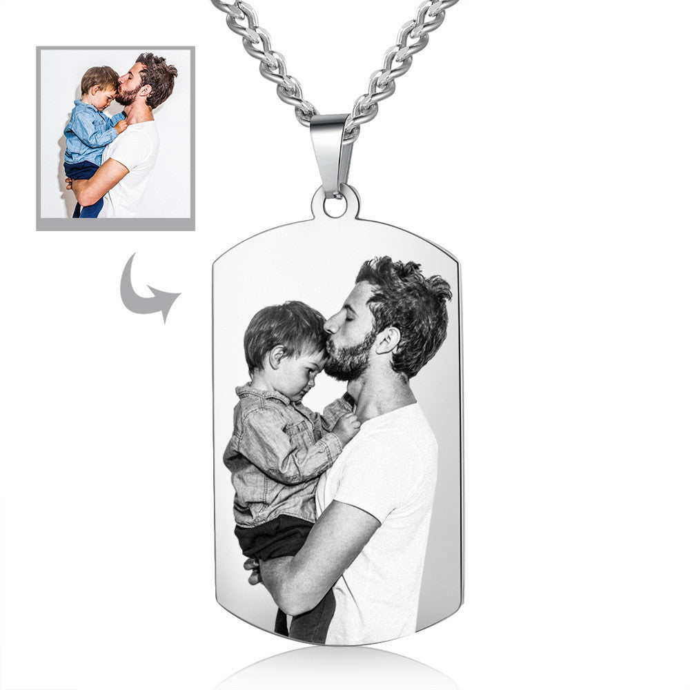 Stainless Steel Personalized Photo Necklace for Father Gifts