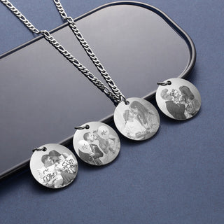 Stainless Steel Personalized Name Birthflower Pendant Necklace with Photo