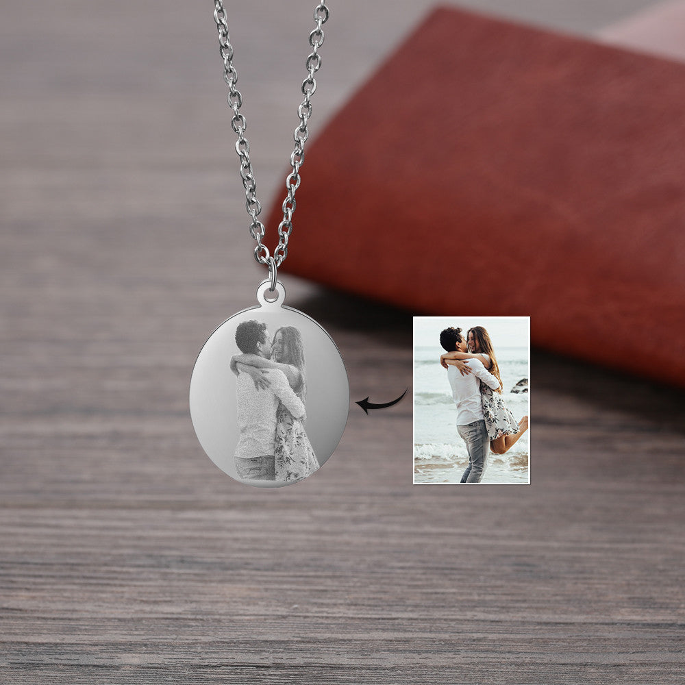 Engraving Stainless Steel Photo Necklace