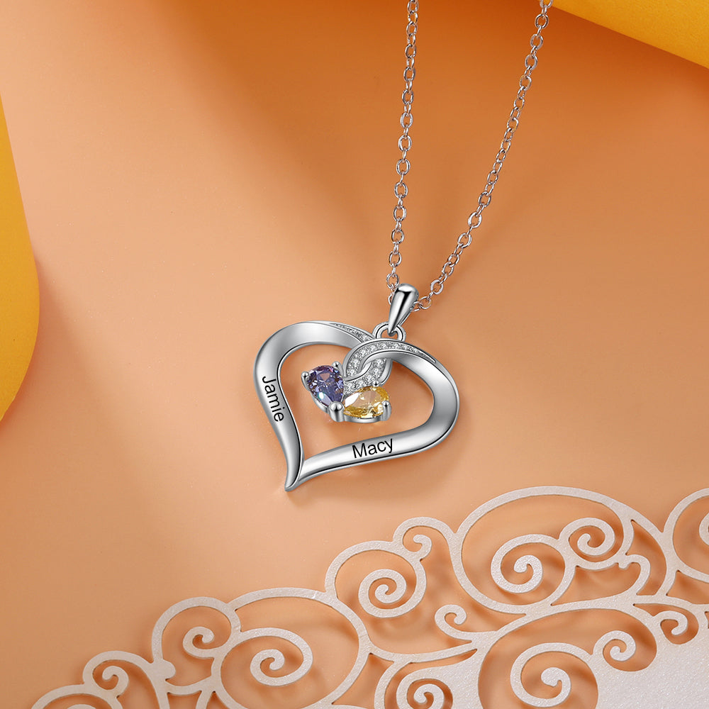 Rhodium Plated Heart Necklace