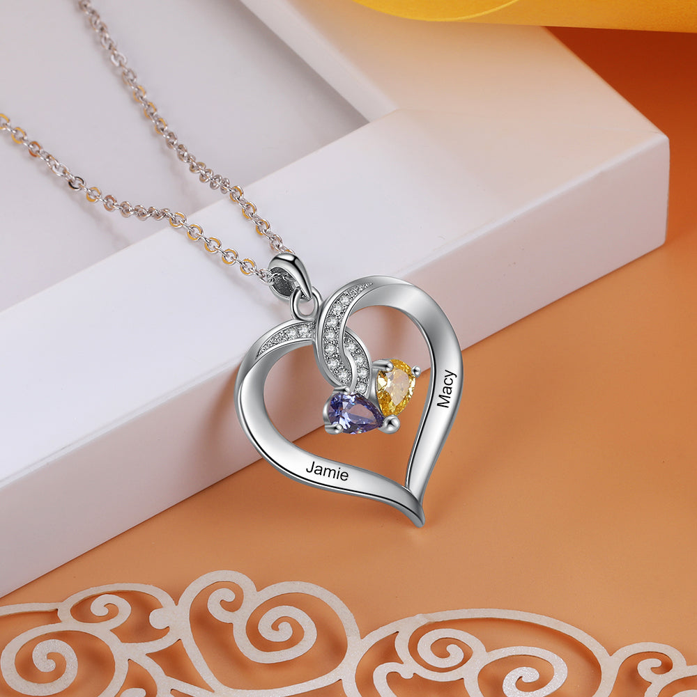 Rhodium Plated Heart Necklace