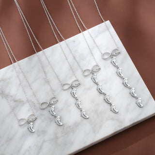 Personalized Rhodium Plated Infinity Baby Feet Necklace