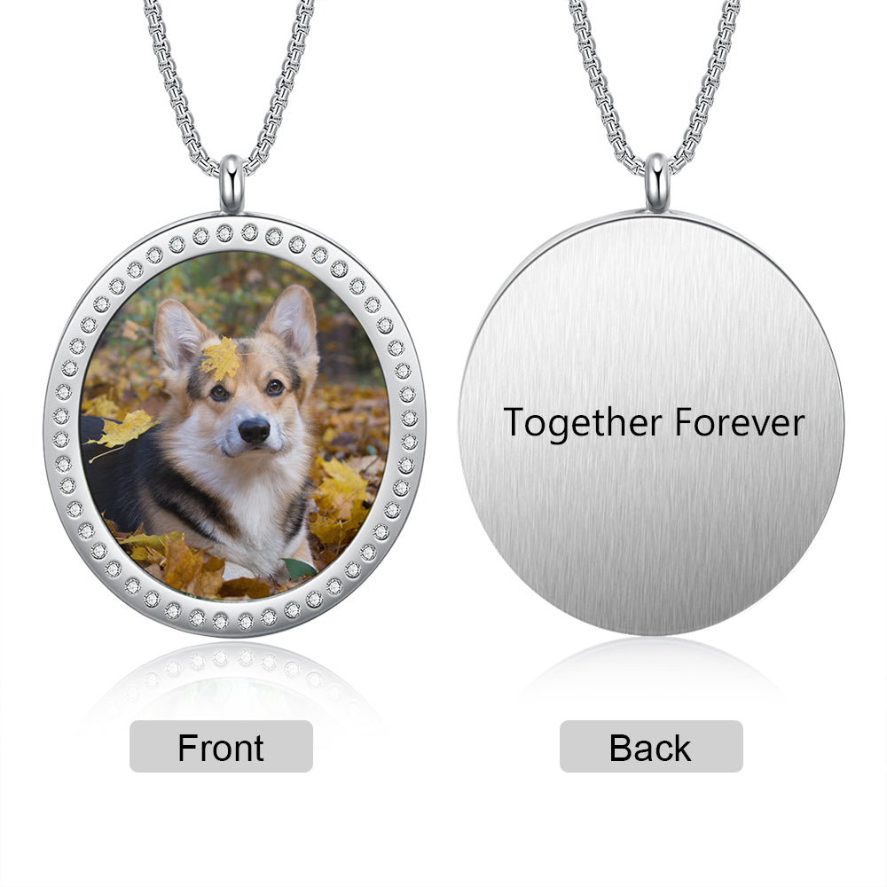 Stainless Steel Customized Photo Round Pednant Necklaces