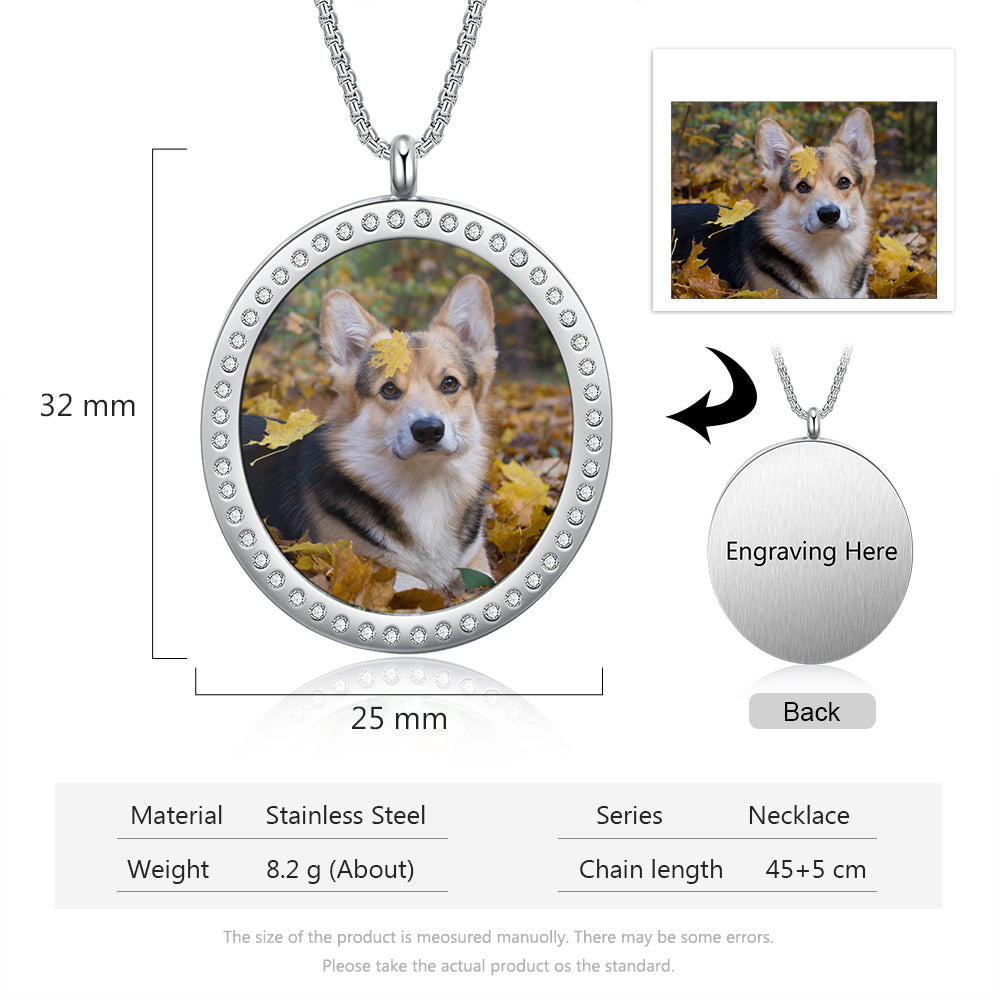 Stainless Steel Customized Photo Round Pednant Necklaces
