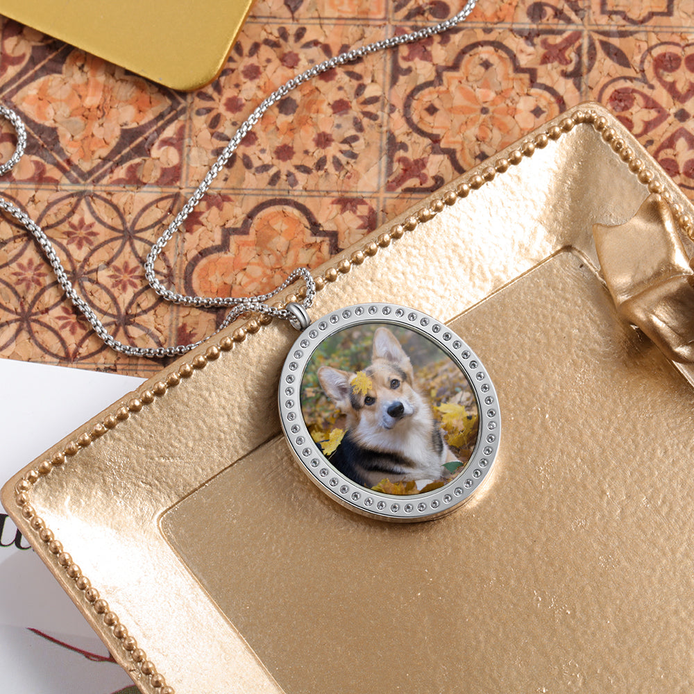 Stainless Steel Customized Photo Round Pednant Necklaces
