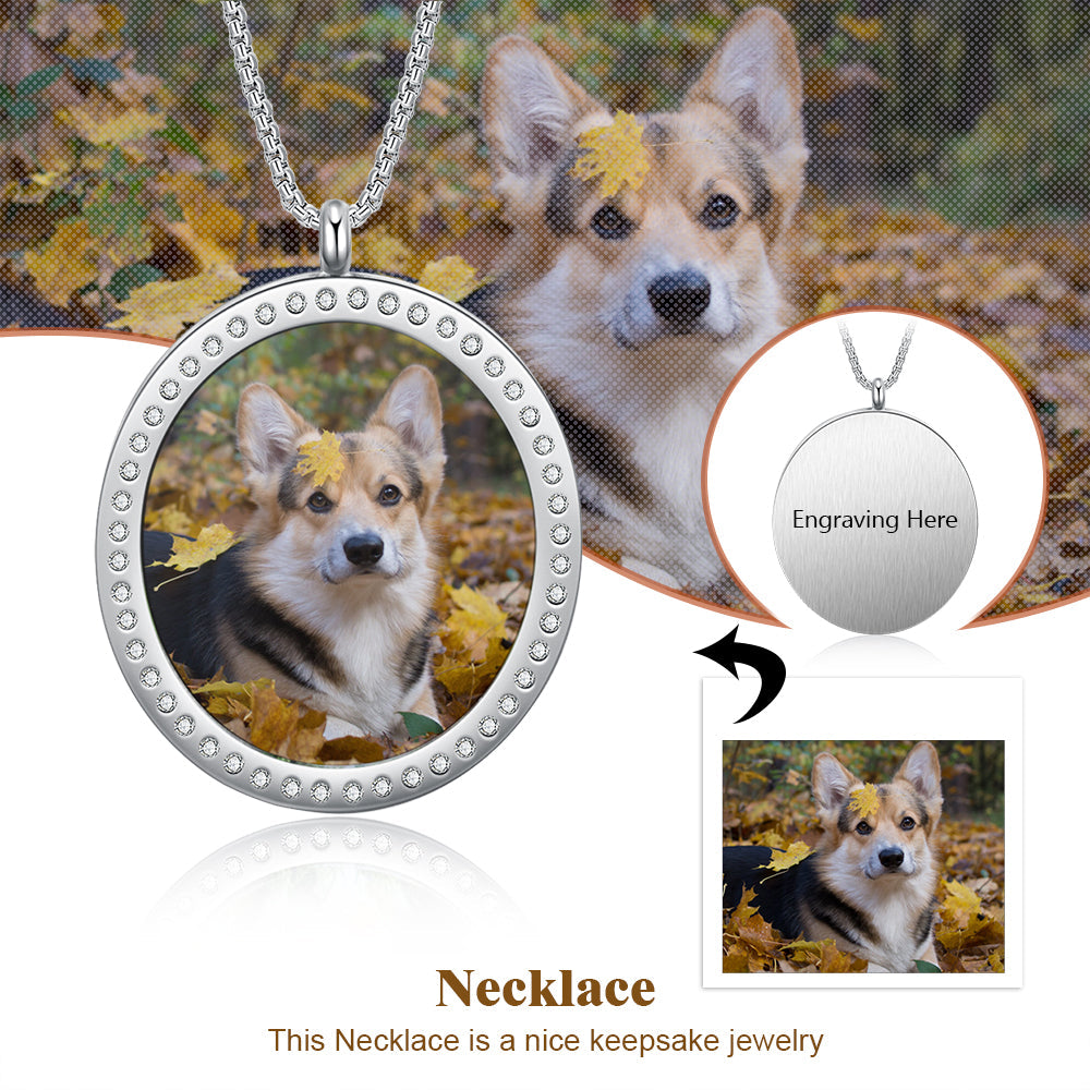 Stainless Steel Customized Photo Round Pednant Necklaces