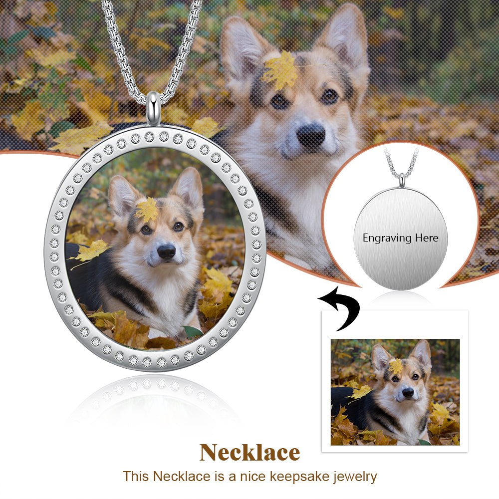 Stainless Steel Customized Photo Round Pednant Necklaces
