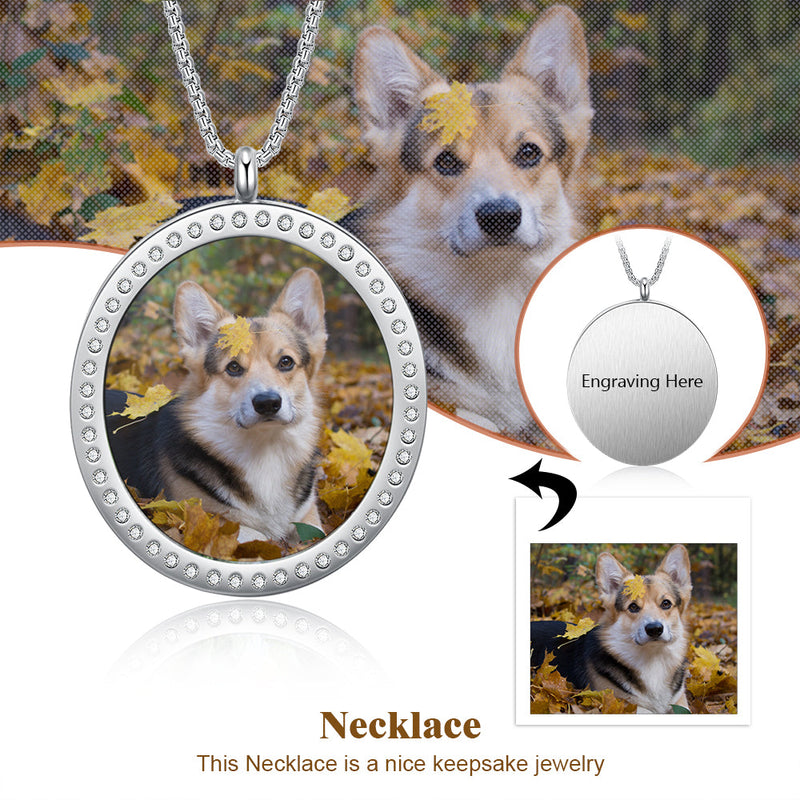 Stainless Steel Customized Photo Round Pednant Necklaces