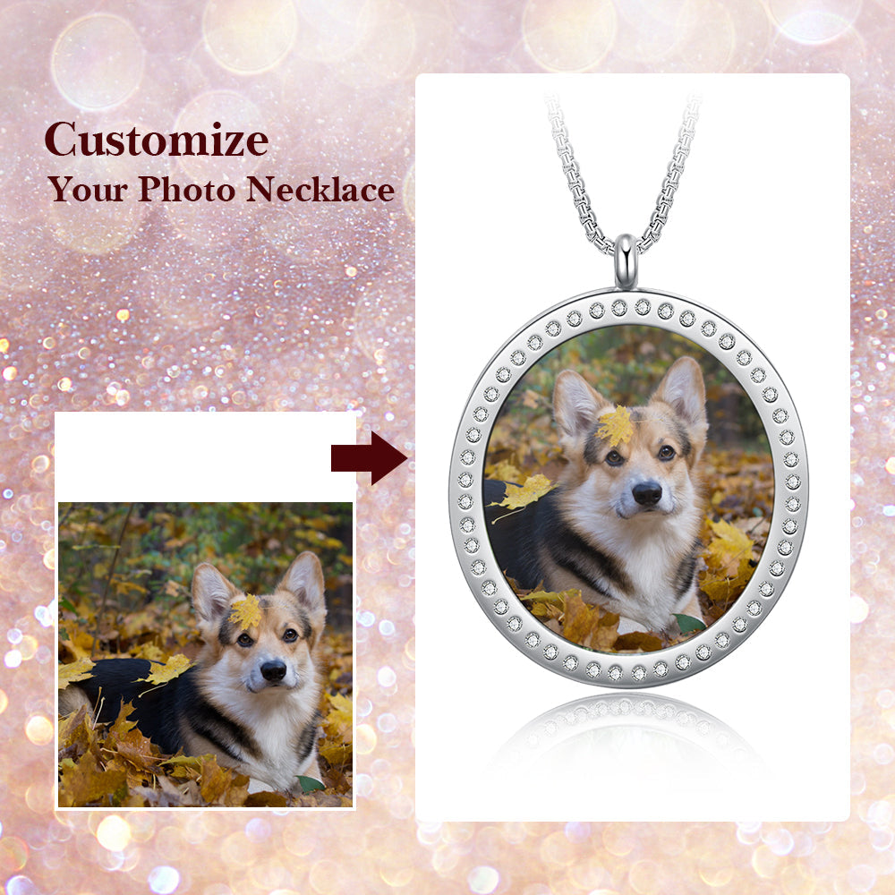 Stainless Steel Customized Photo Round Pednant Necklaces