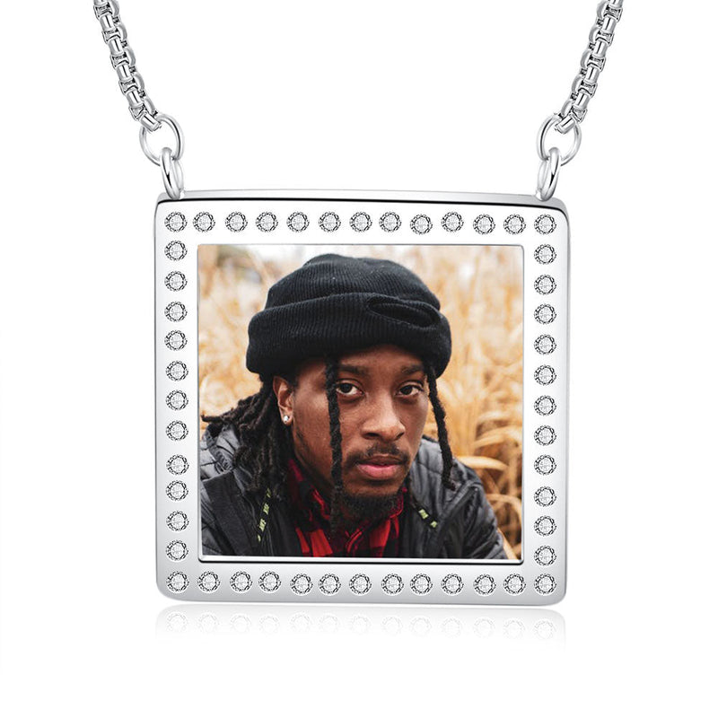 Customized Stainless Square Photo Pendant Necklace