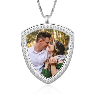 Stainless Steel Shield Personalized Photo Pendant Necklace