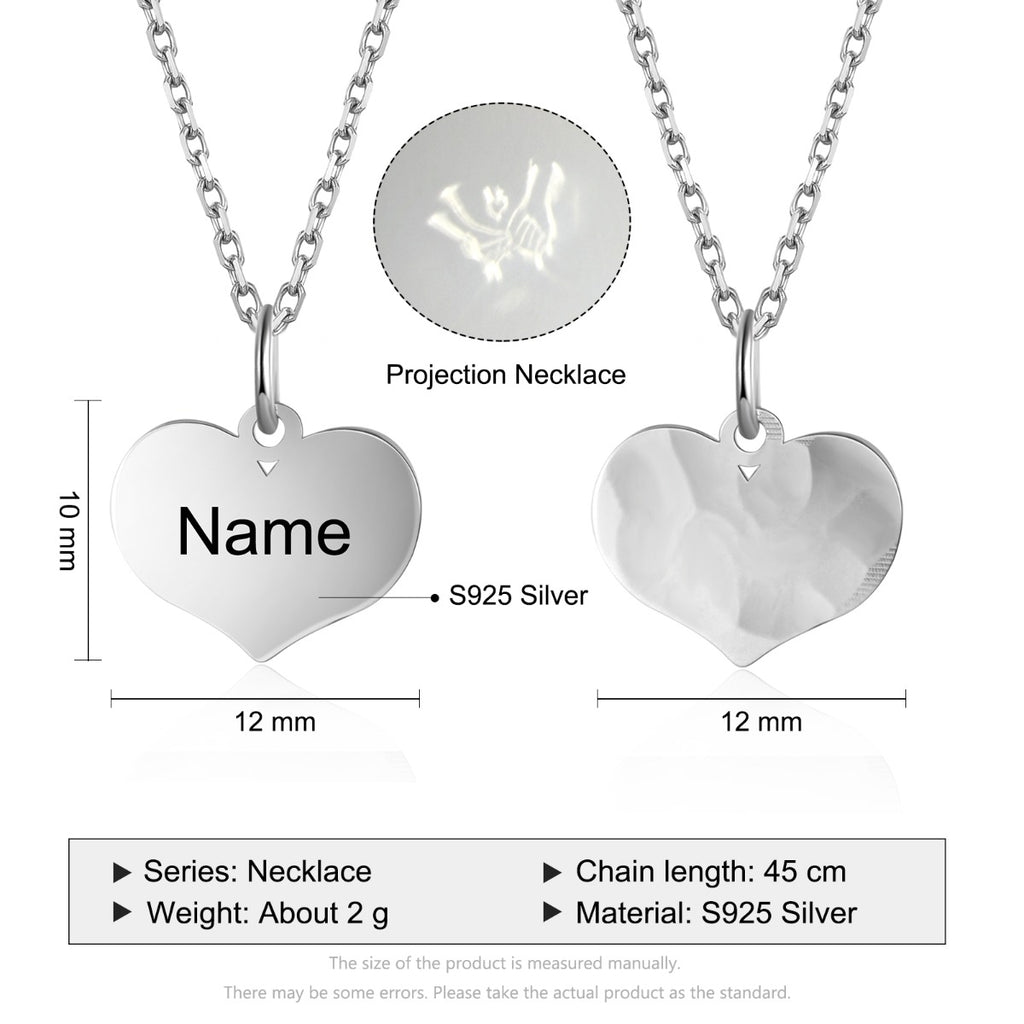 Personalized S925 Silver Projection Heart Necklace