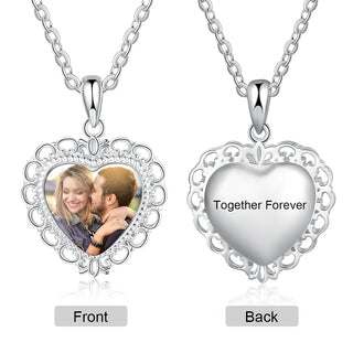 Copper Heart Shape Photo Pendant Necklace
