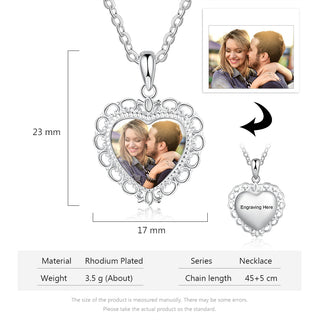 Copper Heart Shape Photo Pendant Necklace