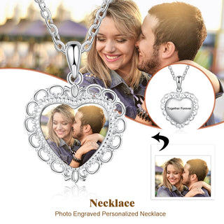 Copper Heart Shape Photo Pendant Necklace
