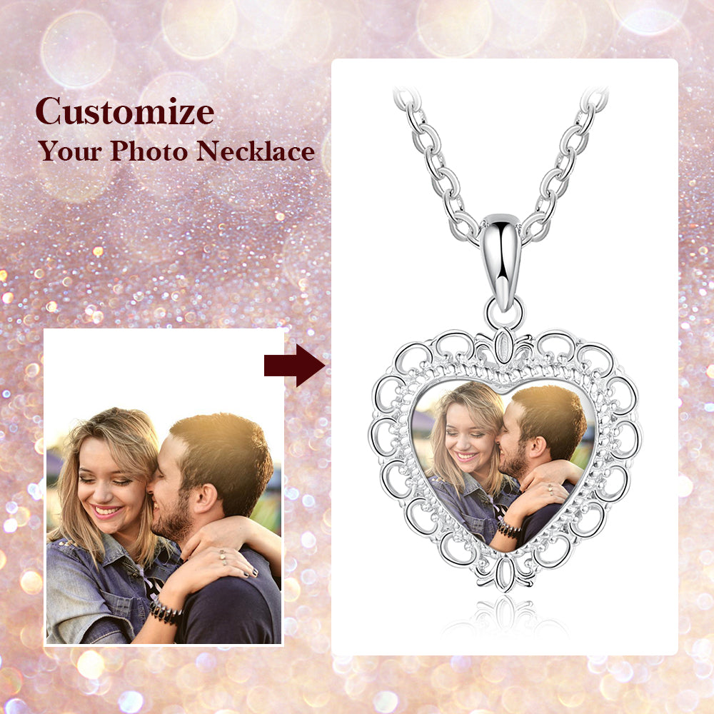 Copper Heart Shape Photo Pendant Necklace