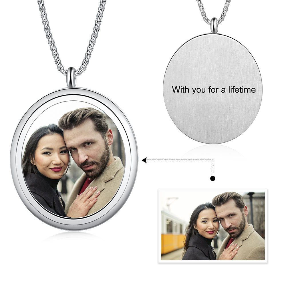 Stainless Steel Round Personalized Photo Pendant Necklace