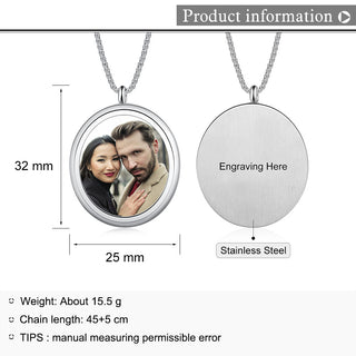 Stainless Steel Round Personalized Photo Pendant Necklace