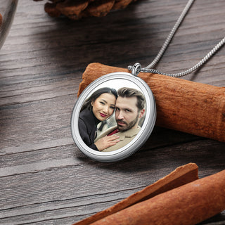Stainless Steel Round Personalized Photo Pendant Necklace