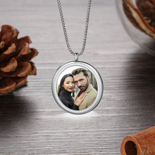 Stainless Steel Round Personalized Photo Pendant Necklace