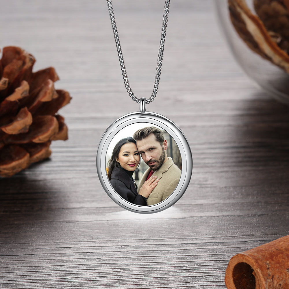 Stainless Steel Round Personalized Photo Pendant Necklace