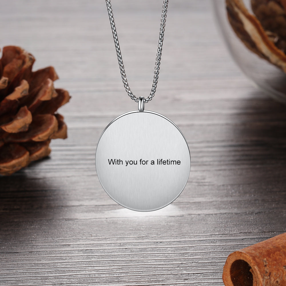 Stainless Steel Round Personalized Photo Pendant Necklace
