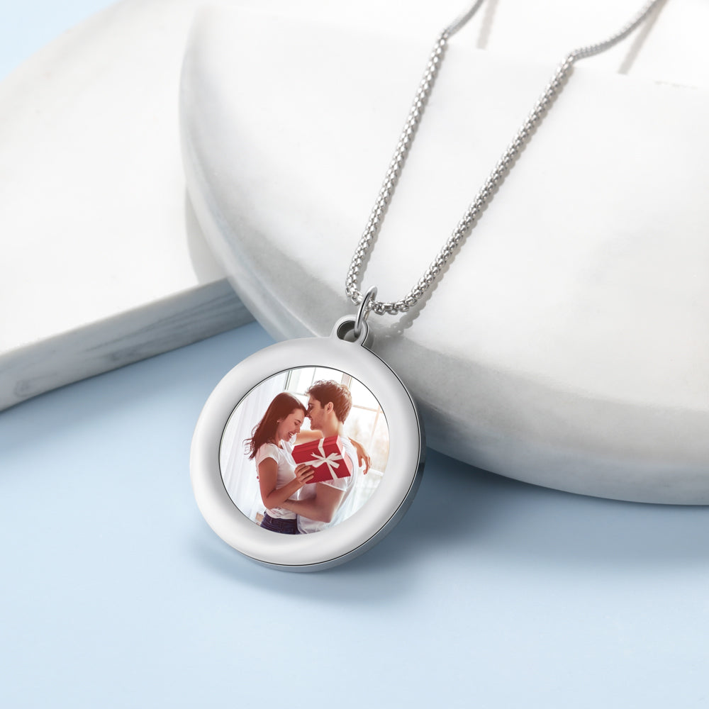 Stainless Steel Round Shape Photo Necklaces