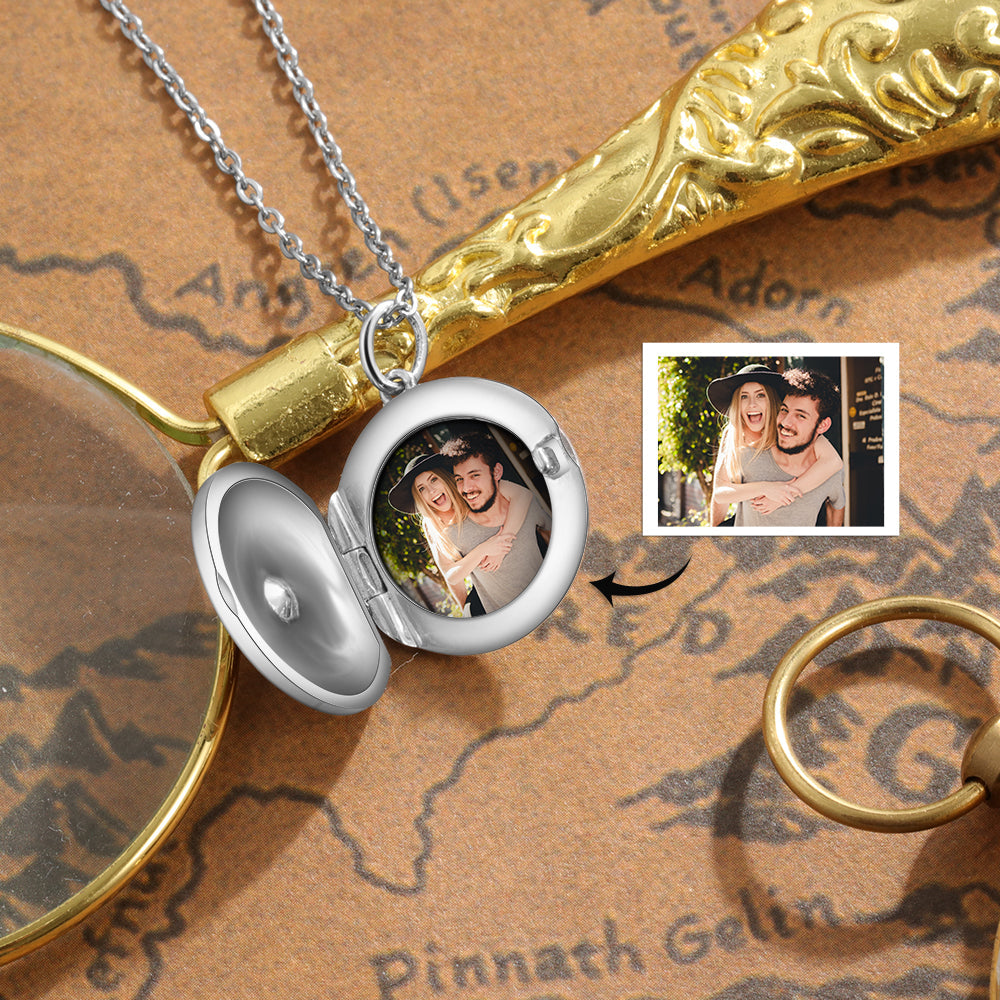 Customized Photo Round Box Pendant Necklace