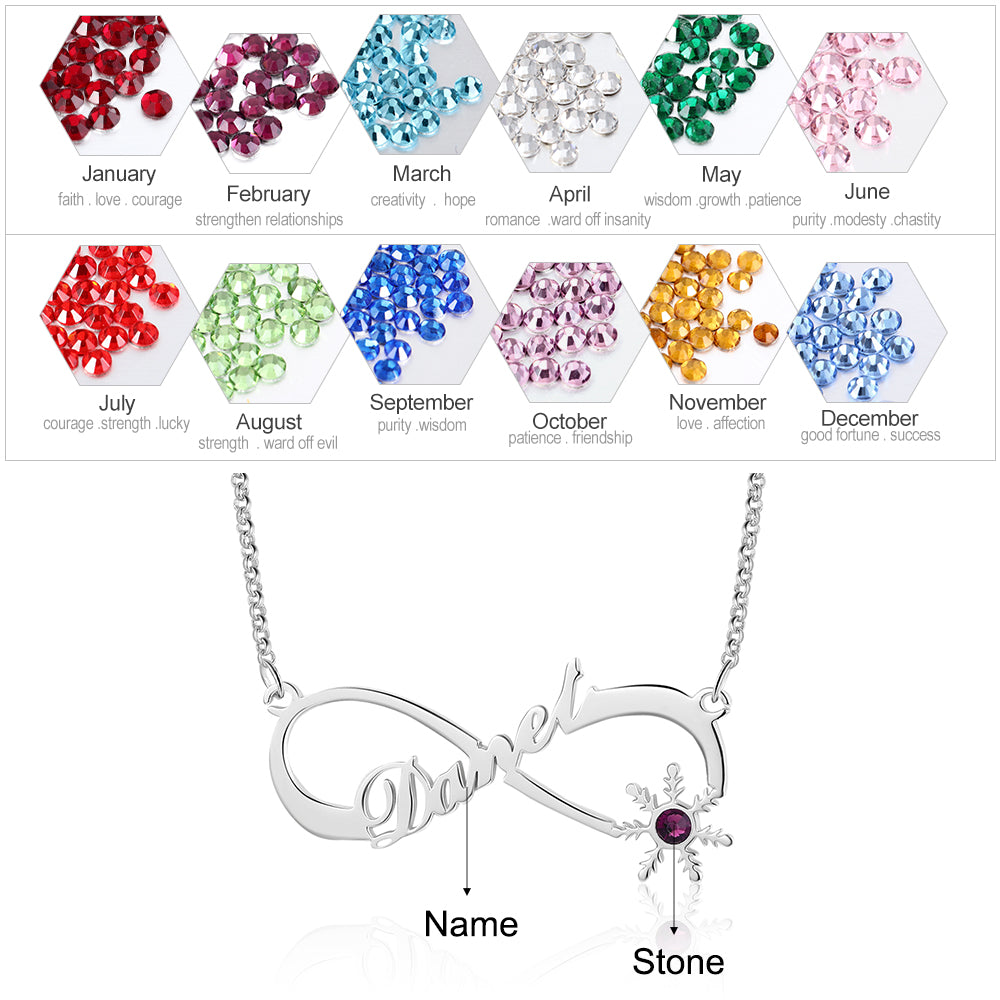 Personalized Snowflake Infinity Name Necklace