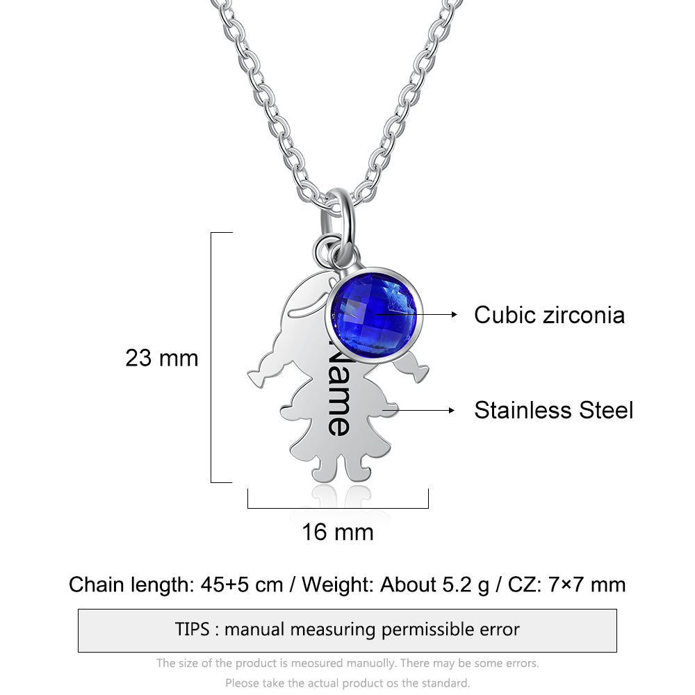 Stainless Steel Birthstone Baby Necklace