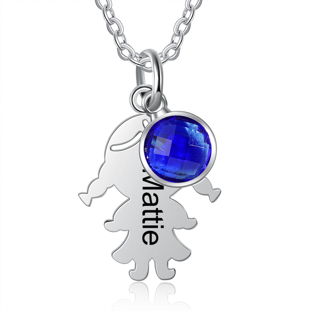Stainless Steel Birthstone Baby Necklace
