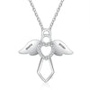 Personalized Rhodium Plated Angel Wing Heart Necklace