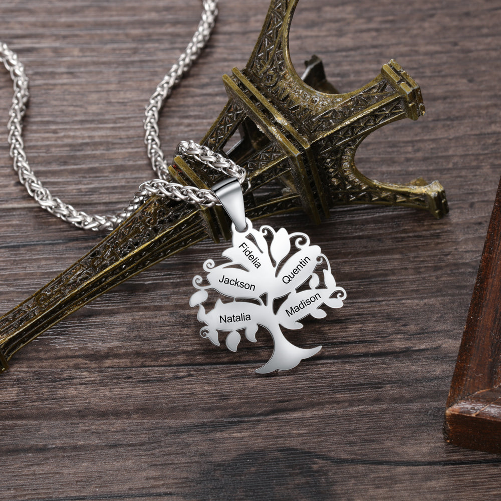 Personalized Stainless Steel Life of Tree Necklace