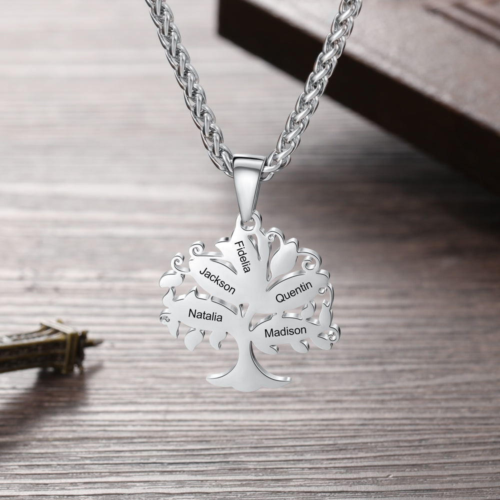Personalized Stainless Steel Life of Tree Necklace