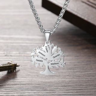 Personalized Stainless Steel Life of Tree Necklace