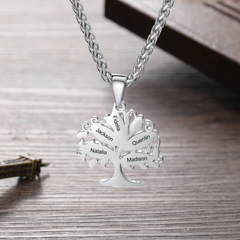 Personalized Stainless Steel Life of Tree Necklace
