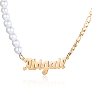 Personalized Stainless Steel Pearl Name Necklace