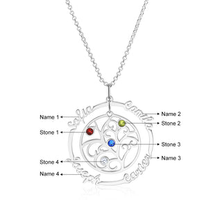 Personalized Rhodium Plated Tree of Life Name Necklace