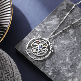 Personalized Rhodium Plated Tree of Life Name Necklace
