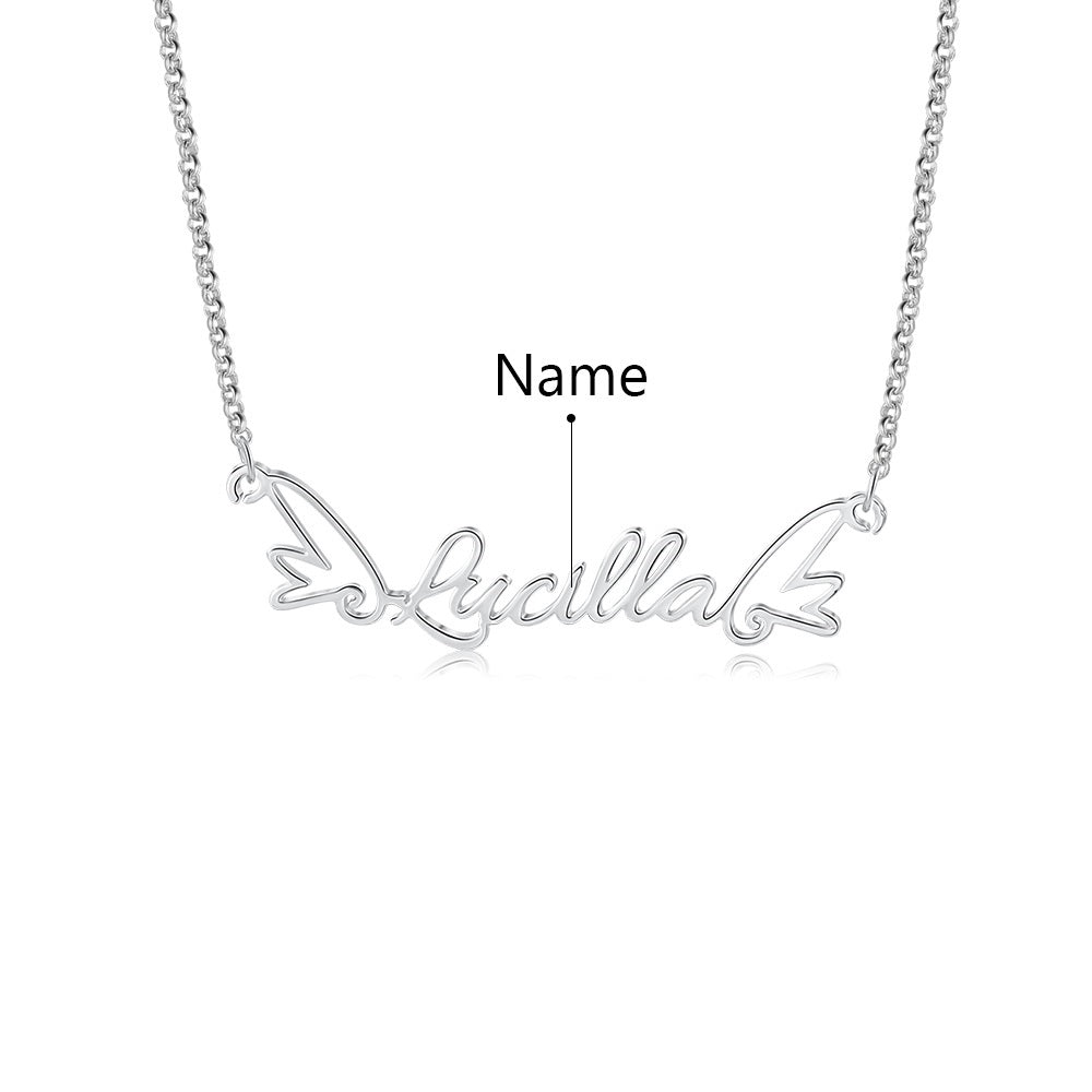 Personalized Wing Name Necklace