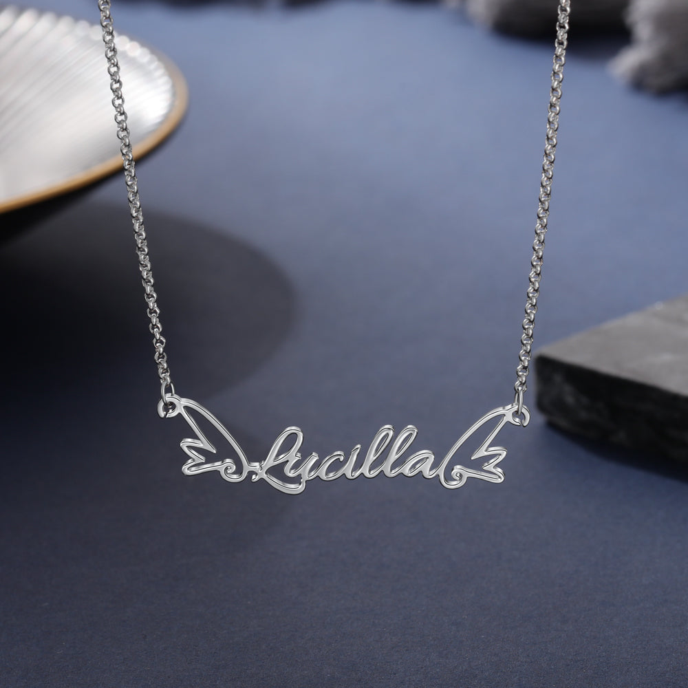 Personalized Wing Name Necklace