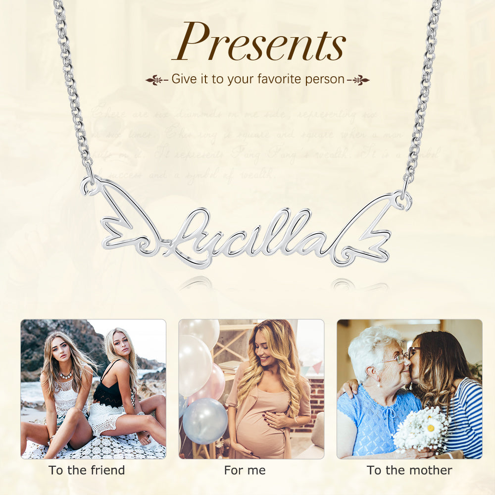 Personalized Wing Name Necklace