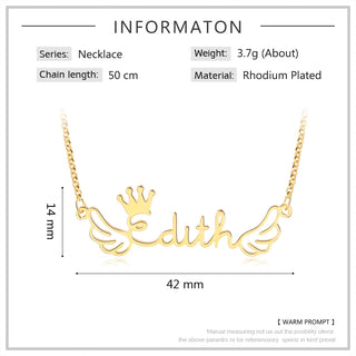 Personalized Crown Wing Name Necklace